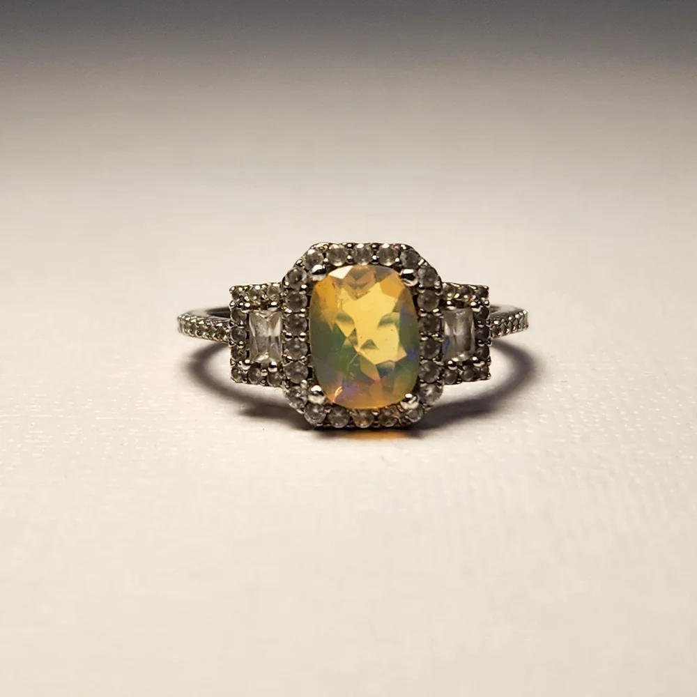 [On HOLD/repair] Sizeable Real/Natural Ethiopian Opal 925 Silver Ring Sz 8 - Picture 9 of 16